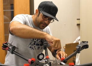 A Del Mar College student workes on a drone. Del Mar College will soon be the first certificate for AI in geosciences in the nation.