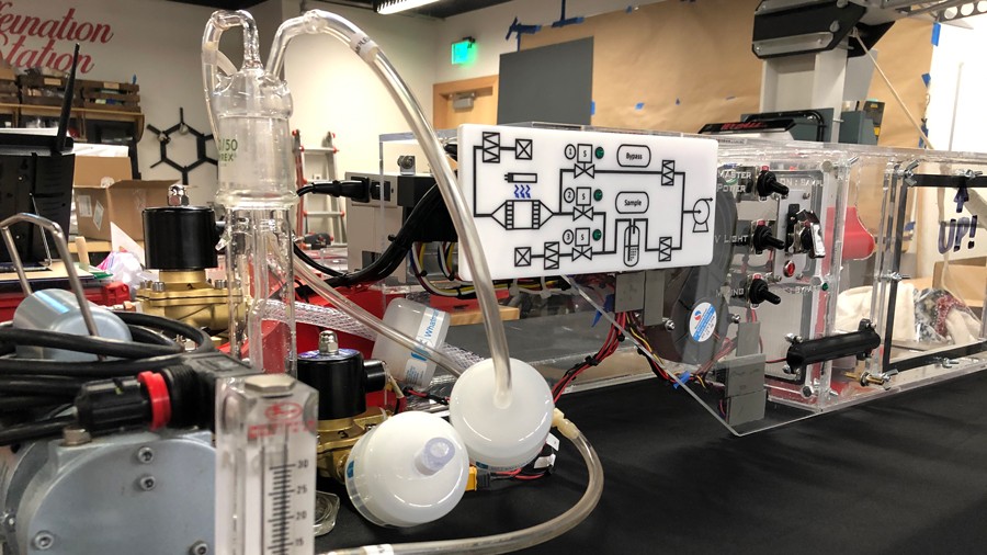 A chamber for testing ultraviolet light wavelengths in the UVC range for disinfection of air at velocity