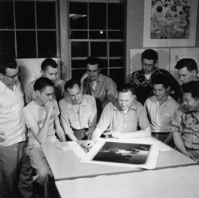Bruce Goff with students at the University of Oklahoma