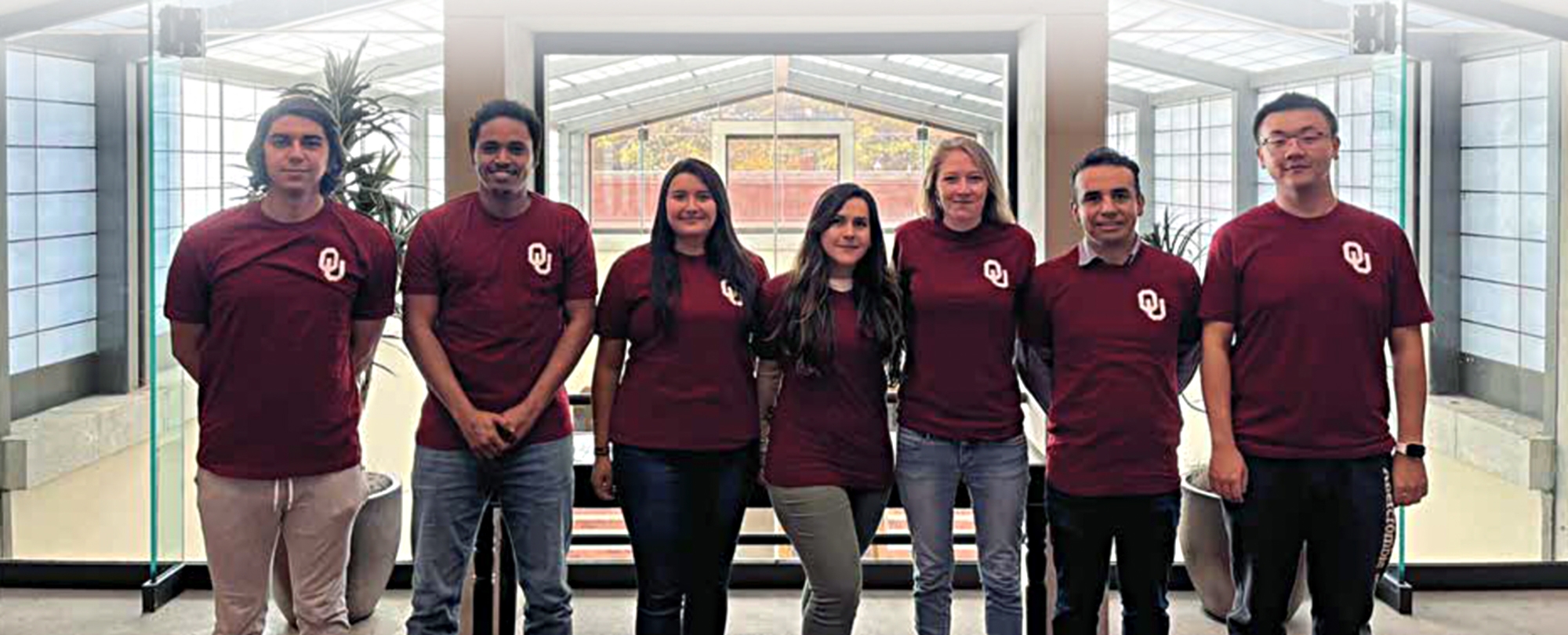 The OU Geothermal Team, (L-R), Esteban Ugarte, Abdelmjeed Mohamed, Camila Castillo, Karelia La Marca, Alex Cedola, Cesar Vivas Munar and Yuxing Wu.