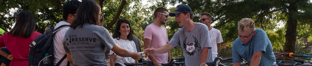 Students outside at an involvement fair. 