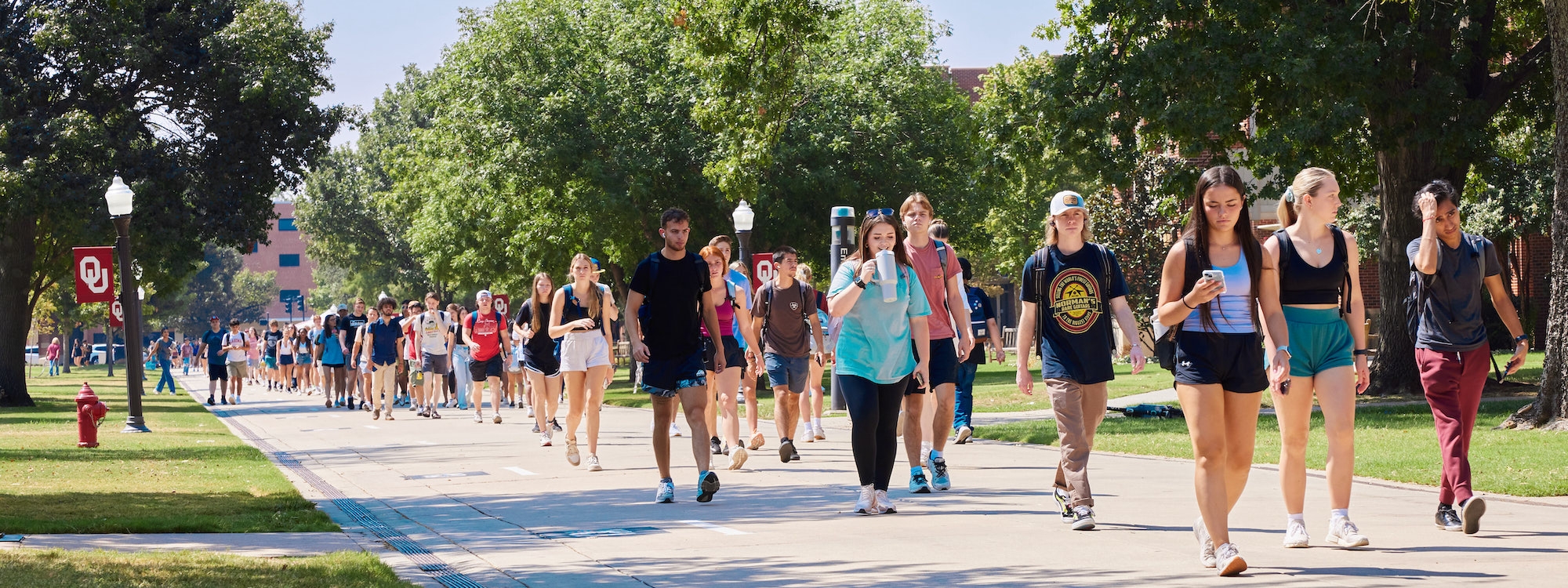 Students on OU's campus in Norman, Oklahoma.