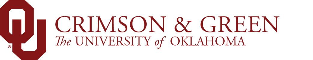 Interlocking O U, Crimson & Green, 俄克拉荷马大学 website wordmark.