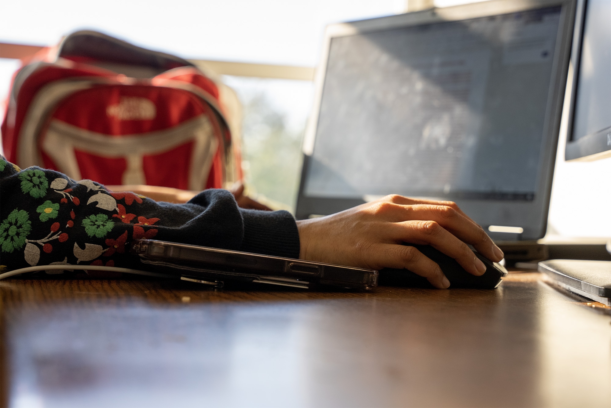 Engineering student using computer