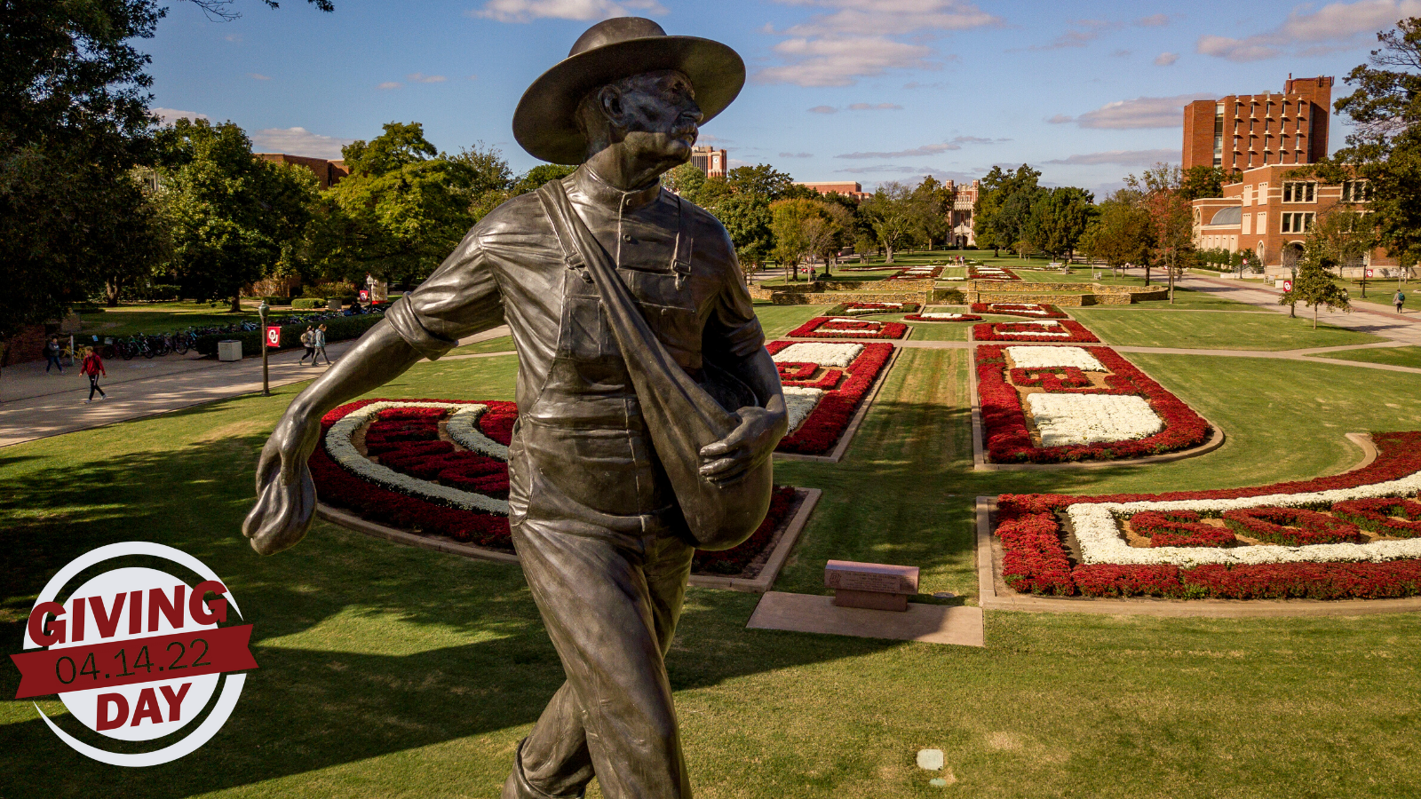 Seed sower on OU Norman Campus, OU Giving Day, 4.14.22